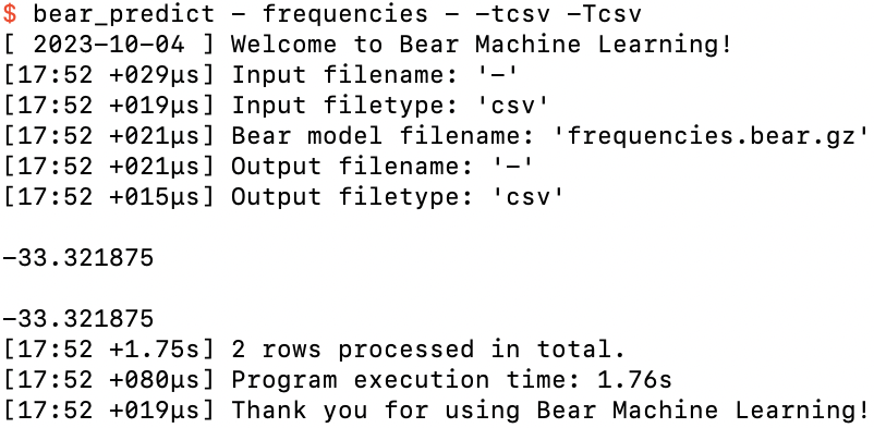 Running bear_predict on frequencies.bear.gz
