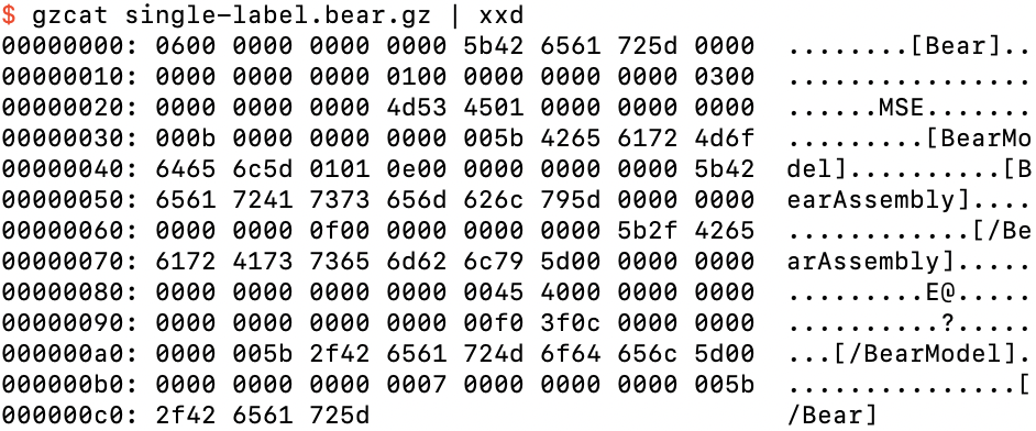 The bytes in single-label.bear.gz