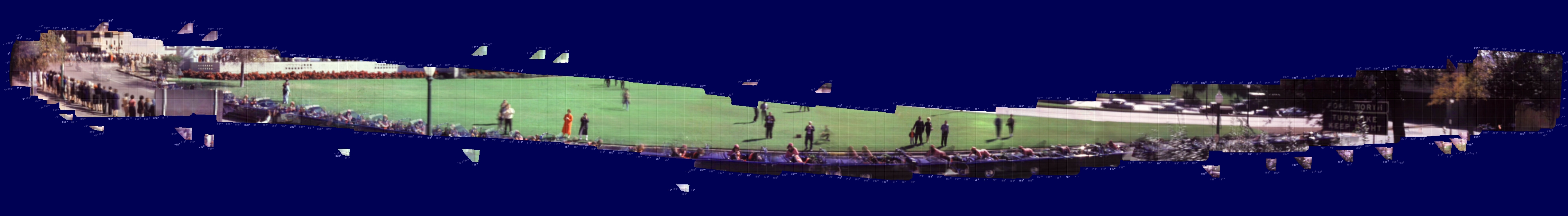 Zapruder panorama only, with gridlines, compass bearings,
        and angles of depression