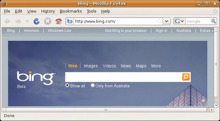 Full-scale lossy approximation to the Bing screenshot